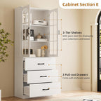 TUSY 71" Tall Bookcase with Glass Door, 6-Tier Modern Bookshelf with Drawer, 23.6" Wide Storage Cabinet with Countertop, Freestanding Display Cabinet for Living Room, Home Office (AEA)