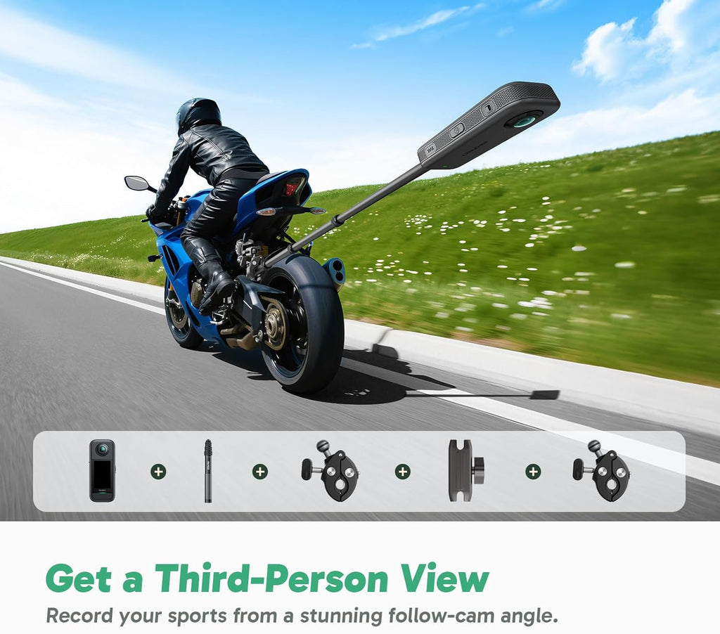 AKASO 360 Weatherproof 360° Action Camera - 5.7K 360 Video with 1/2" 48MP Sensors  72MP 360 Photo  360-SuperSmooth  Invisible Selfie Stick  360° Horizon Lock  AI Tracking Motorcycle Combo