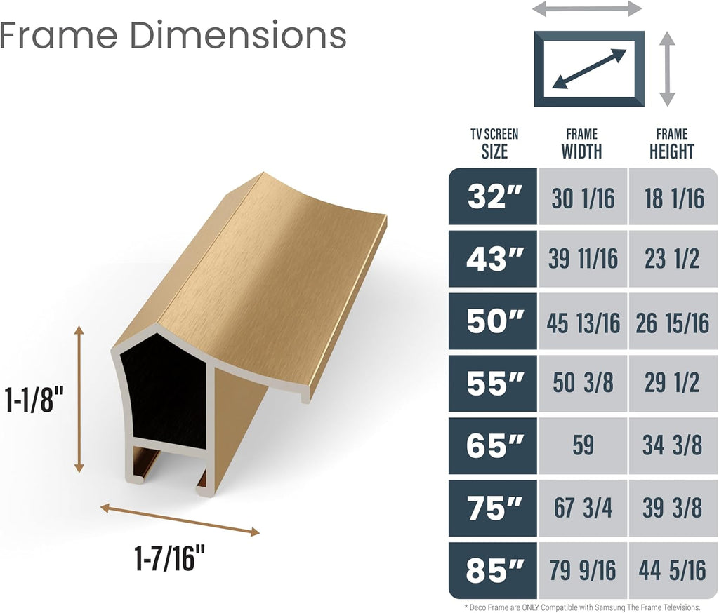 Pale Gold Prismatic 55" Alloy Deco TV Frame - Compatible ONLY with Samsung The Frame TVs (Fits 2021-2026  LS03A  LS03B  LS03C  LS03D  LS03FA)