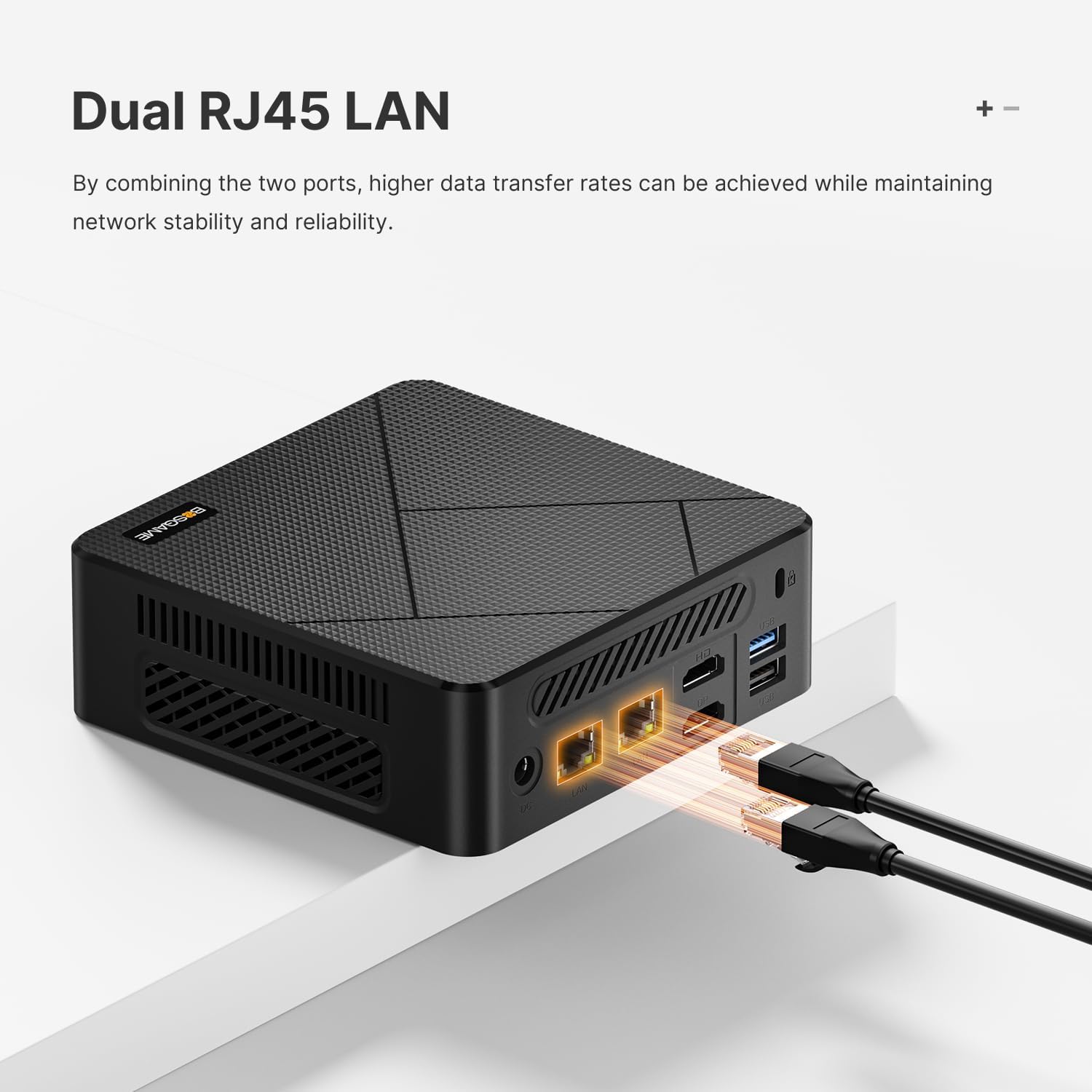 BOSGAME E4 Mini PC  Mini Computers with AMD Ryzen 5 3550H  16GB DDR4 512GB PCIe SSD  Dual RJ45  4K Triple Display  USB-C  USB 3.2  Wi-Fi 5/BT 5.0  Micro Desktop Computers for Office  Home & Streaming