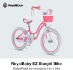 RoyalBaby Girls Bike, Stargirl EZ Kids Bike Balance and Pedal Bicycle with Basket and Dual Handbrake, 12 14 16 18 Inch Toddlers to Big Kids 3-8 Years, Multiple Colors