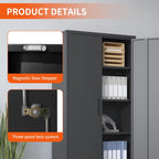 72'' Garage Storage Cabinet, Lockable Storage Cabinet with Adjustable Shelves, Steel Tool Cabinets for Home, Office, Garage, Require Assembly, Black