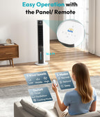 Evaporative Air Cooler - Swamp Cooler with 3L Water Tank, 3 Modes & 3 Speeds, Remote Control, 12H Timer, 50° Oscillating Portable Bladeless Cooling Tower Fan For Room Bedroom Office Mother's Day