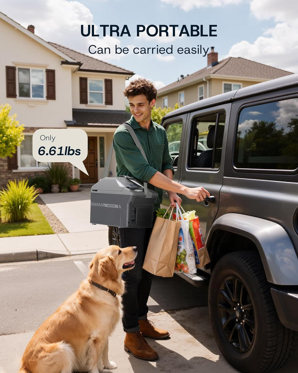 Upstreman Electric Cooler & Warmer 10QT(9L) Capacity, Thermoelectric Car Fridge with Shoulder Strap, Plug In 12V DC Portable Car Food Warmer and Cooler for Travel, Camping, Picnic-AR09