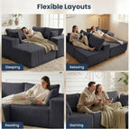 DUMOS 108" Boneless Couch, Cloud Sectional Couch with L-Shape Chaise, Modular Sectional Sofa with Deep Seat, Upholstered Couch for Living Room Bedroom, No Assembly Required (Grey, Left Facing Chaise)