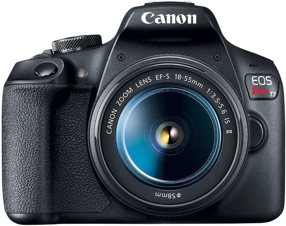 Canon EOS Rebel T7 DSLR Camera with EF18-55mm + EF 75-300mm Double Zoom Kit 2727C021 Bundle with Lexar Premium 64GB SDXC Memory Card  Deco Essentials Camera Bag and Corel Photo Video Suite