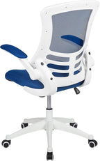 Flash Furniture Kelista Office Chair, Ergonomic, Mid-Back, White Frame, Blue Mesh with Swivel