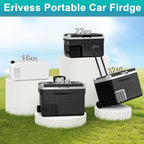 Erivess 12 Volt Portable Refrigerator, 32QT(30L) Electric Cooler, 12/24V DC & 110-240V AC, -4℉~68℉ Dual Mode Portable Freezer, 12V Car Fridge with Pull Rod & Wheels for Camping, Truck, RV, Boat