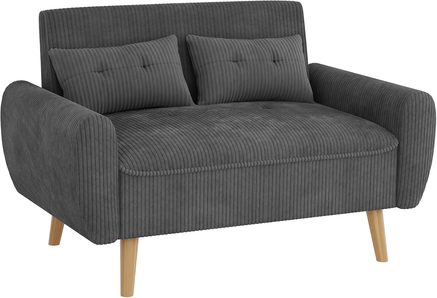 Shintenchi Small Modern Loveseat Couch Sofa, Mid Century Fabric Upholstered 2-Seat Sofa Couch Love Seats Furniture for Small Space, Dark Grey