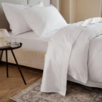 Christy Premium Sateen California King Sheets Set | Bedding Bundle | 100% Cotton | 500 Thread Count | Timeless Design | Super Soft and Silky Finish | White