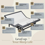 Sven & Son Classic Adjustable Bed Base, Head and Foot Lift, Massage, Under-Bed Lights, USB, Memory, Zero Gravity Smart Frame - Queen