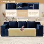 Kurhwyss 71" Corduroy Living Room Sofa, 3 Setaser Deep Seat Couch with 3 Lumbar Pillows, Comfy Boneless Sofa Modern Compressed Couch for Bedroom, Office, Apartment, No Assembly, Flat Armrests (Blue)