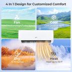 COSTWAY 9000 BTU Mini Split Air Conditioner, with Heat Pump, 20.5 SEER2 115V Inverter, 24H Timer, Auto Clean, Remote Control for Rooms up to 450 Sq.Ft (Airtural Series)