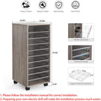 WOPITUES Storage Drawer Cart, Mobile Storage Cabinet, Makeup Storage with 10 Large Clear Drawers, Utility Wooden Rolling Cart on Wheels, for Cosmetic, Art Craft, Office Supplies, Toy, Grey