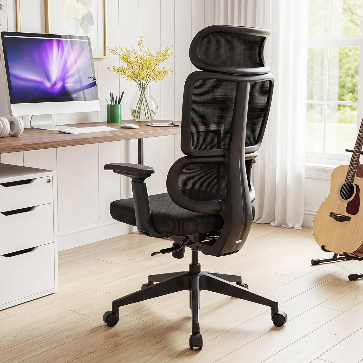 EUREKA ERGONOMIC Lena Mesh Office Chair, Ergonomic Office Chair, High Back Desk Chair with Oversized Headrest, Home Office Desk Chairs for Home & Ofiice, Work Chair, Black