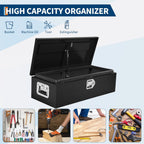 Garvee Black Steel Truck Bed Tool Box, Diamond Plate Tool Box with Side Handle and Lock Keys, Storage Toolbox Chest Box Organizer for Pickup, Truck Bed, RV, Trailer