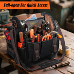 WELKINLAND 41-Pocket Electrician Tool Bag, 14-Inch HVAC Tools Bag, Heavy-Duty Waxed Canvas Tools Bags, Hard Bottom Tool Bags, Stay-up top-open Tool Bag, Quick-Access Tool Bags For Men