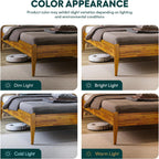 Bme Dinkee Wooden Queen Bed Frame, 15 Inch Height, Elegant Minimalist Modern Design with Japanese Joinery, Durable Wood Slats for Reliable Support, No Box Spring Required, Caramel