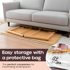 TelTopia Compact Folding Coffee Table – Foldable Collapsible Bamboo Table for Small Living Rooms, Apartments & Dorms – Portable with Removable Shelf & Bag