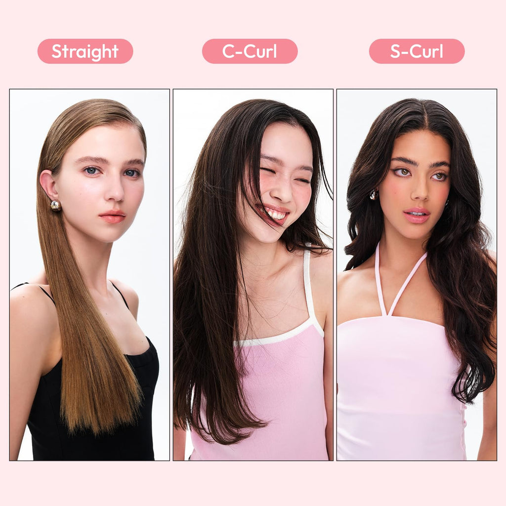 VODANA Professional Softbar Flat Iron - Ceramic Straightener with Patented Silicone Bar, Smooth & Quick Styling, Healthy Hair Solution, Dual Voltage for Worldwide Use (1.5 inch, Milk Tea Rose)