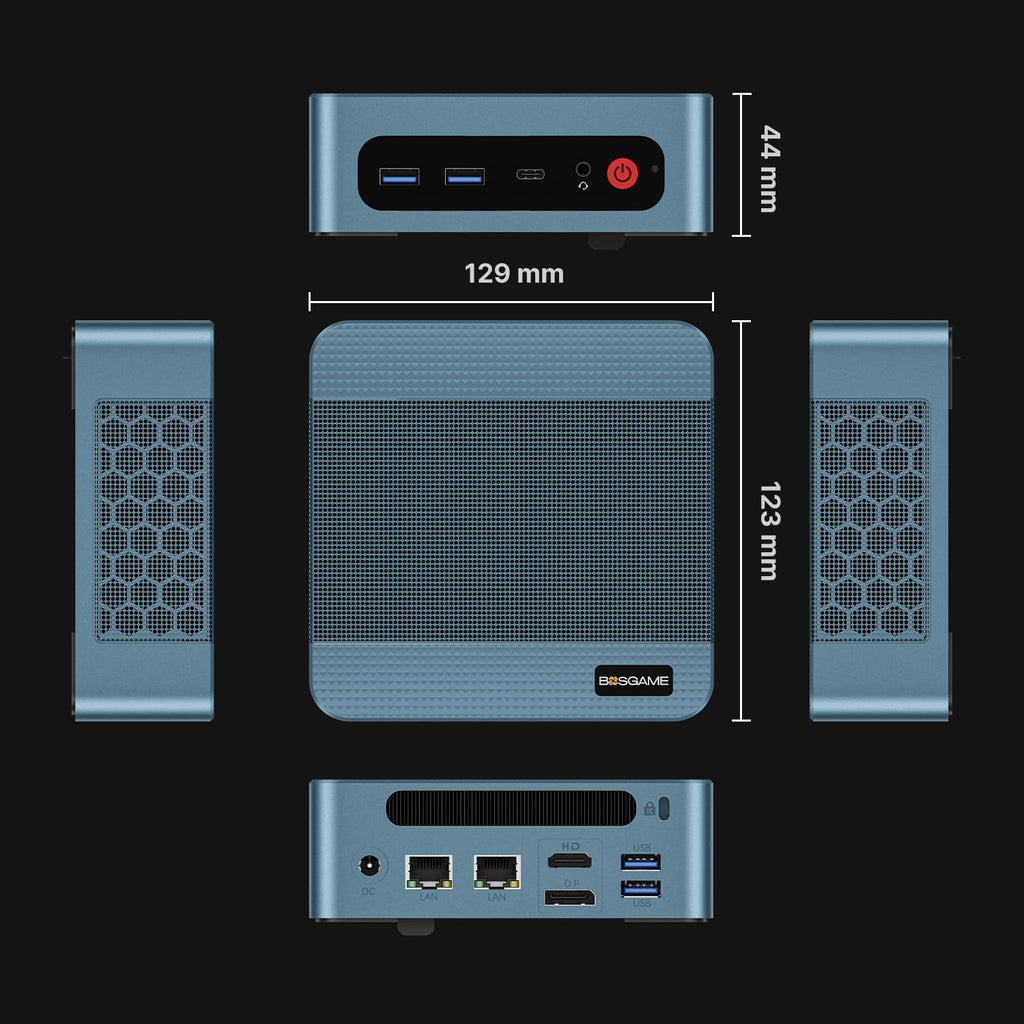 BOSGAME P2 Mini PC Intel i5-12450H (12th Gen  8-Core) | 16GB DDR4 512GB NVMe SSD | Triple 4K Display(HDMI/USB-C/DP) | Dual 2.5G LAN | Wi-Fi 6 & BT 5.2 | Win 11 Pro | Compact Desktop for Office  HTPC