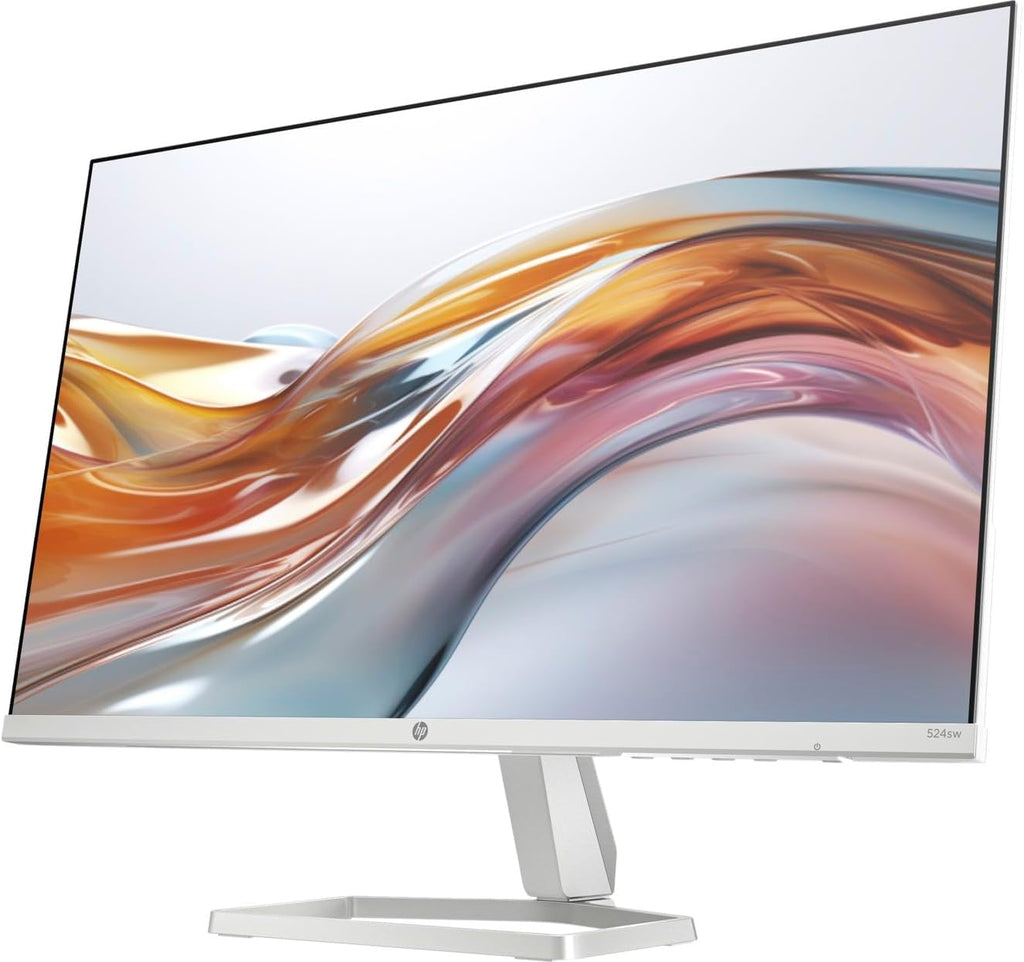 HP Series 5 524sw 24" 300 nits IPS FHD Monitor (Replaces M24FW) Adjustable Tilt  Flicker Free  Anti-glare  Ultra-thin  Low-Blue Light Filter  1x HDMI  White/Silver w/DKZ Hub USB Port Expander (2 Pack)