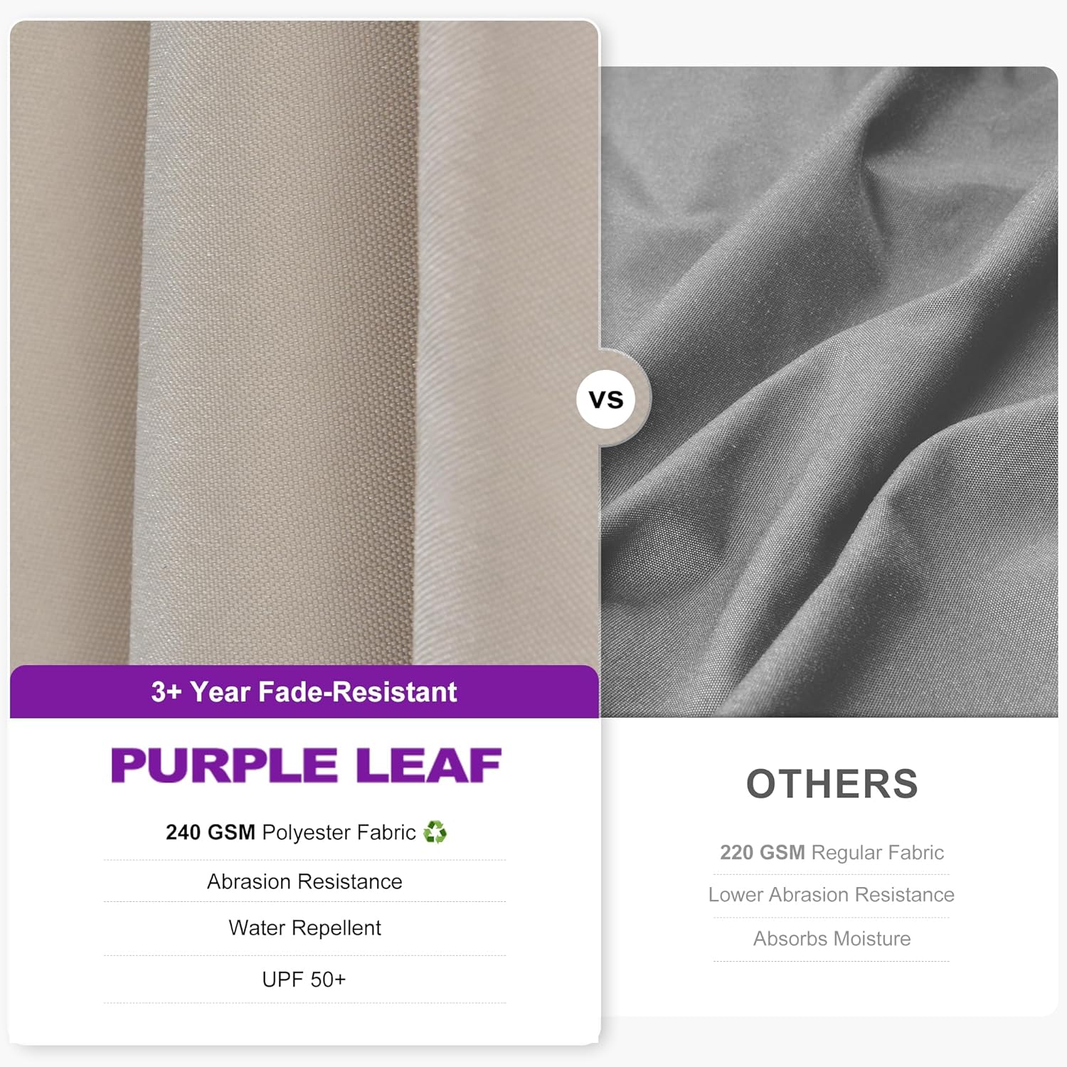 PURPLE LEAF 8.8' X 8.8' Left-right Tilt Patio Umbrella Outdoor Cantilever Swivel Square Umbrella with Tilt Aluminum Offset Umbrella with 360-degree Rotation for Garden Deck Pool Patio Beige