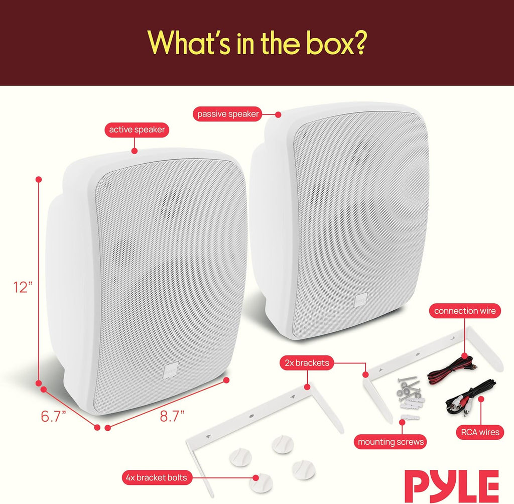 Pyle Home PDWR64BTW 6.5" Indoor/Outdoor 800-Watt Bluetooth Speaker System (White)