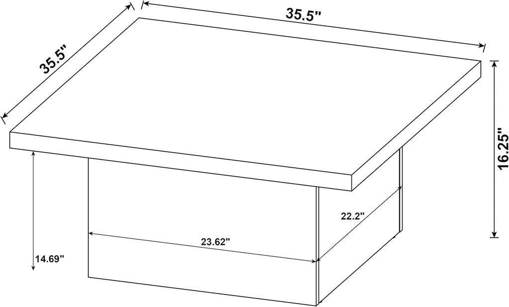 Coaster Home Furnishings - Devar - Wood - Square Coffee Table with Plinth Base, Geometric Design and Contemporary Style - Living Room - Black - 706408