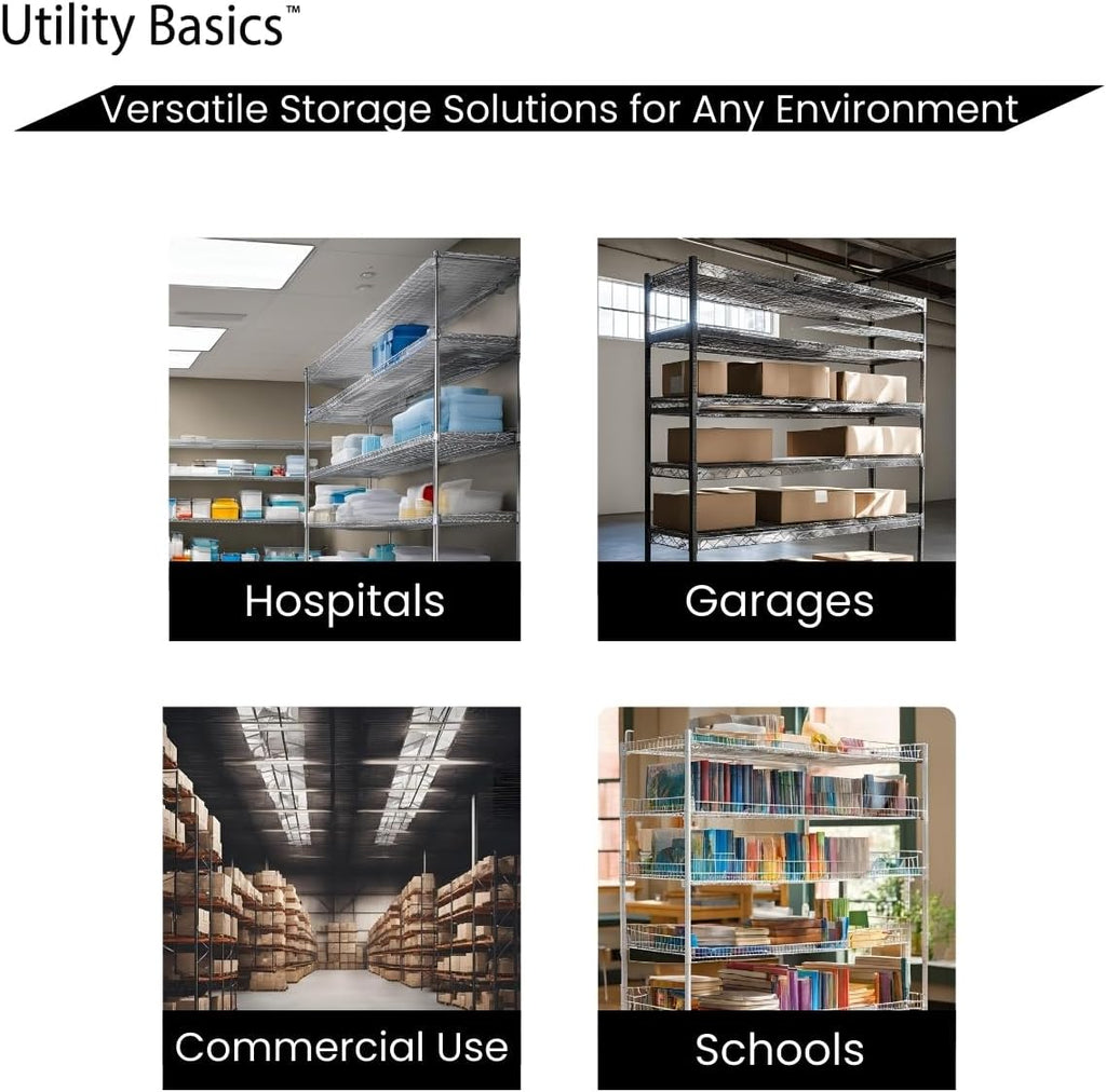 NSF Commercial 4-Tier Wire Shelving with Wheels, 60"x24"x72" Heavy Duty Metal Shelves 3200 lbs Max Capacity, Black Storage Rack for Garage Kitchen Pantry Warehouse