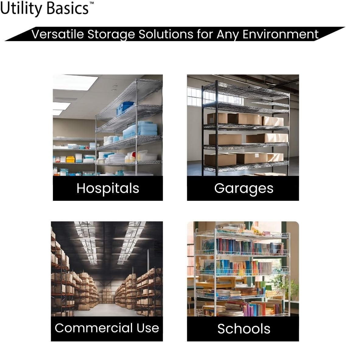NSF Commercial 4-Tier Wire Shelving with Wheels, 60"x24"x72" Heavy Duty Metal Shelves 3200 lbs Max Capacity, Black Storage Rack for Garage Kitchen Pantry Warehouse