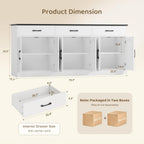 HOSTACK 71" Large Sideboard Buffet Cabinet with Storage, Farmhouse Coffee Bar Cabinet with 3 Drawers, Long Kitchen Buffet Table, Kitchen Sideboard Storage Cabinet for Dining, Living Room, White/Black