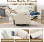 Power Glider Recliner Nursery Rocking Chair with USB Ports, Glider Chair with Lumbar Pillow for Living Room, Glider Swivel Recliner Chair for Nursery(Beige)