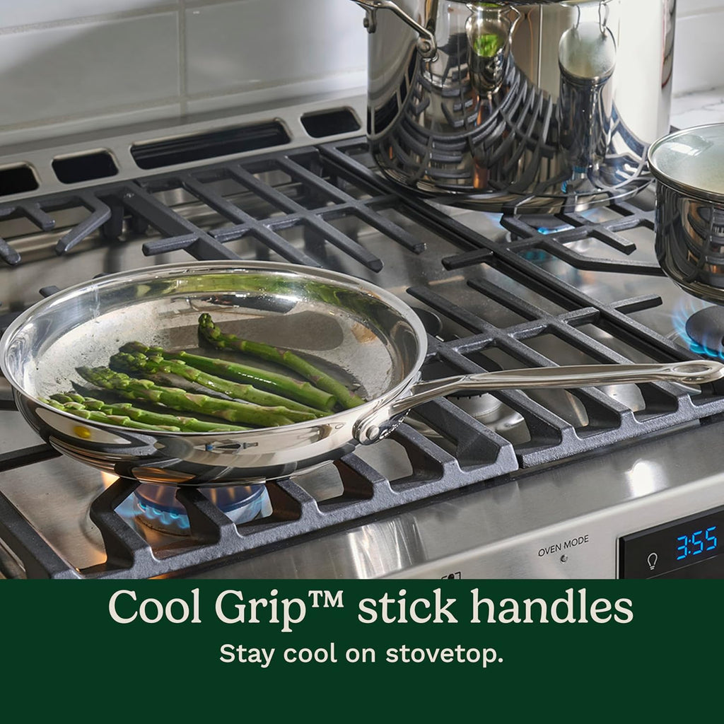 Cuisinart Chef's Classic 11-Piece Stainless Steel Pots and Pans Set, Cookware Set Compatible with Induction, Electric, Gas Cooktops, Aluminum Core for Even Heat, Cool Grip Handles, Dishwasher Safe