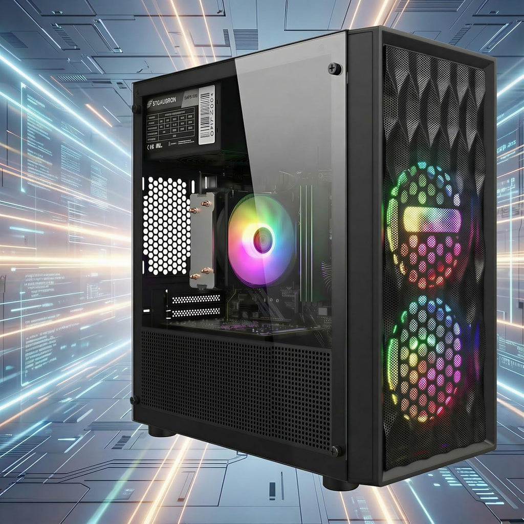 STGAubron Gaming PC Computer Desktop  AMD Ryzen 5 5500 up to 4.2GHz  GeForce RTX 3050 6G  16G DDR4  512G SSD  WiFi 6 5G & BT 5.2  RGB Fan x2  Windows 11 Home