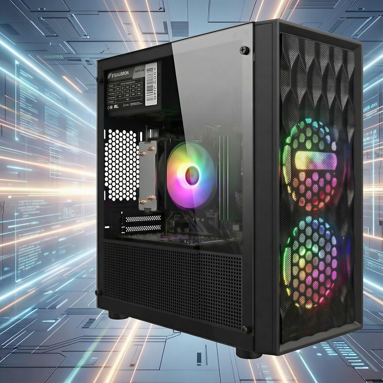 STGAubron Gaming PC Computer Desktop  AMD Ryzen 5 5500 up to 4.2GHz  GeForce RTX 3050 6G  16G DDR4  512G SSD  WiFi 6 5G & BT 5.2  RGB Fan x2  Windows 11 Home