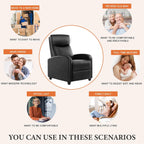 Sweetcrispy Recliner Chair Fabric Recliner Sofa No Massage, Home Theater Seating with Lumbar Support, Adjustable Push Back Overstuffed High-Density Sponge Reclining for Living Room, Grey