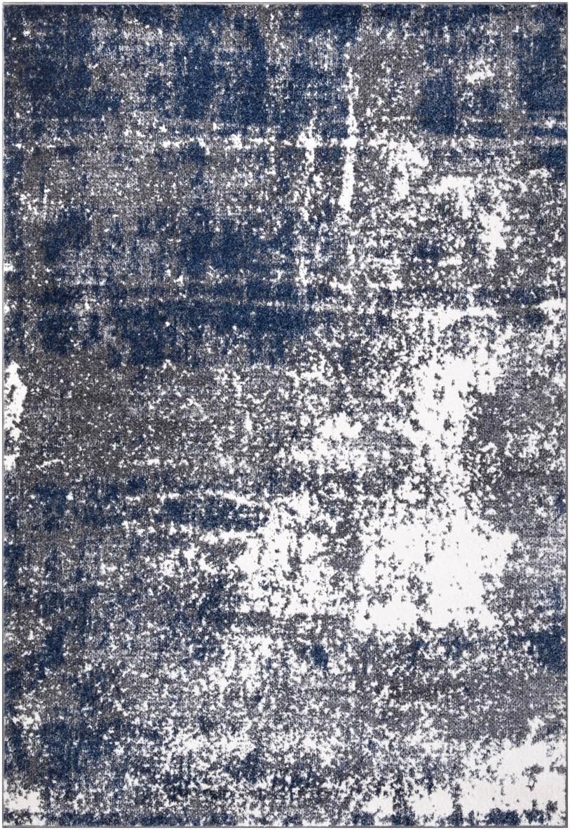 Keen Home Design Area Rugs - 9x12 Non-Shedding, Abstract Rugs for Kitchen, Living Room, Bedroom, Dining Room, Entryway - Size: 9'2" x 11'11", Navy/Grey/White