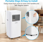 Portable Air Conditioners,8500 BTU portable ac up to 360 Sq,3 IN 1 with Remote Control,Sleep Mode, Windows kit,White