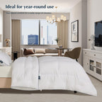 Pacific Coast Comforter King Size, Filled in White Goose Down Bedding Comforter King Size .All Season White Luxury Hotel Fluffy Duvet Insert, 106"x90"