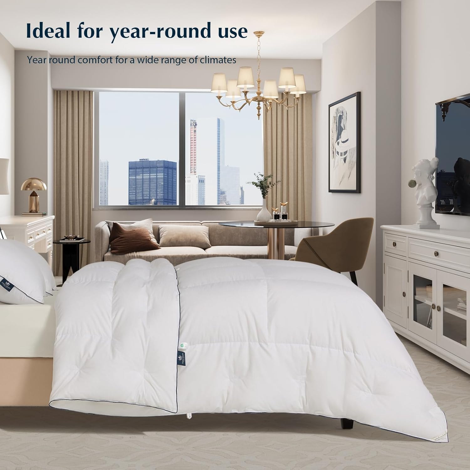 Pacific Coast Comforter King Size, Filled in White Goose Down Bedding Comforter King Size .All Season White Luxury Hotel Fluffy Duvet Insert, 106"x90"