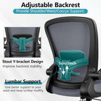 FelixKing Office Chair, Ergonomic Desk Chair Breathable Mesh Chairs Adjustable High Back Lumbar Support Flip-up Armrests, Executive Rolling Swivel Comfy Computer Chairs Home Office Dark Gray