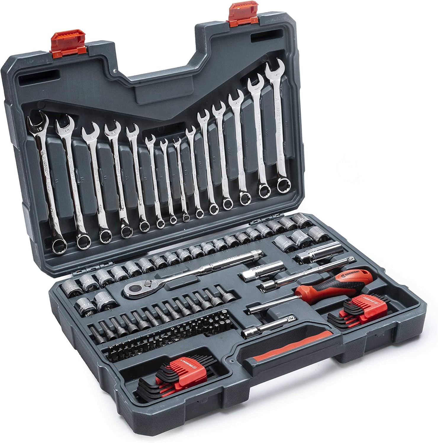 Crescent 128 Piece 3/8" Drive 12 Point Standard SAE/Metric Mechanics Tool Set - CTK128C