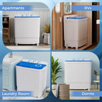 Giantex Portable Washing Machine, 17.6lbs Compact Washer Spinner Combo with Pump Drain, Twin Tub 11lbs Wash & 6.6lbs Spin, Lavadoras Portatiles for Apartment RV Dorm College (White & Blue)