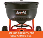 Agri-Fab 45-0463 Pull Behind Broadcast Spreader 130 lb. Hopper Capacity Designed for Seed  Fertilizer  Salt  Ice Melt with Universal Hitch 12 ft. Spread Width for Riding Lawn Mowers and Lawn Tractors