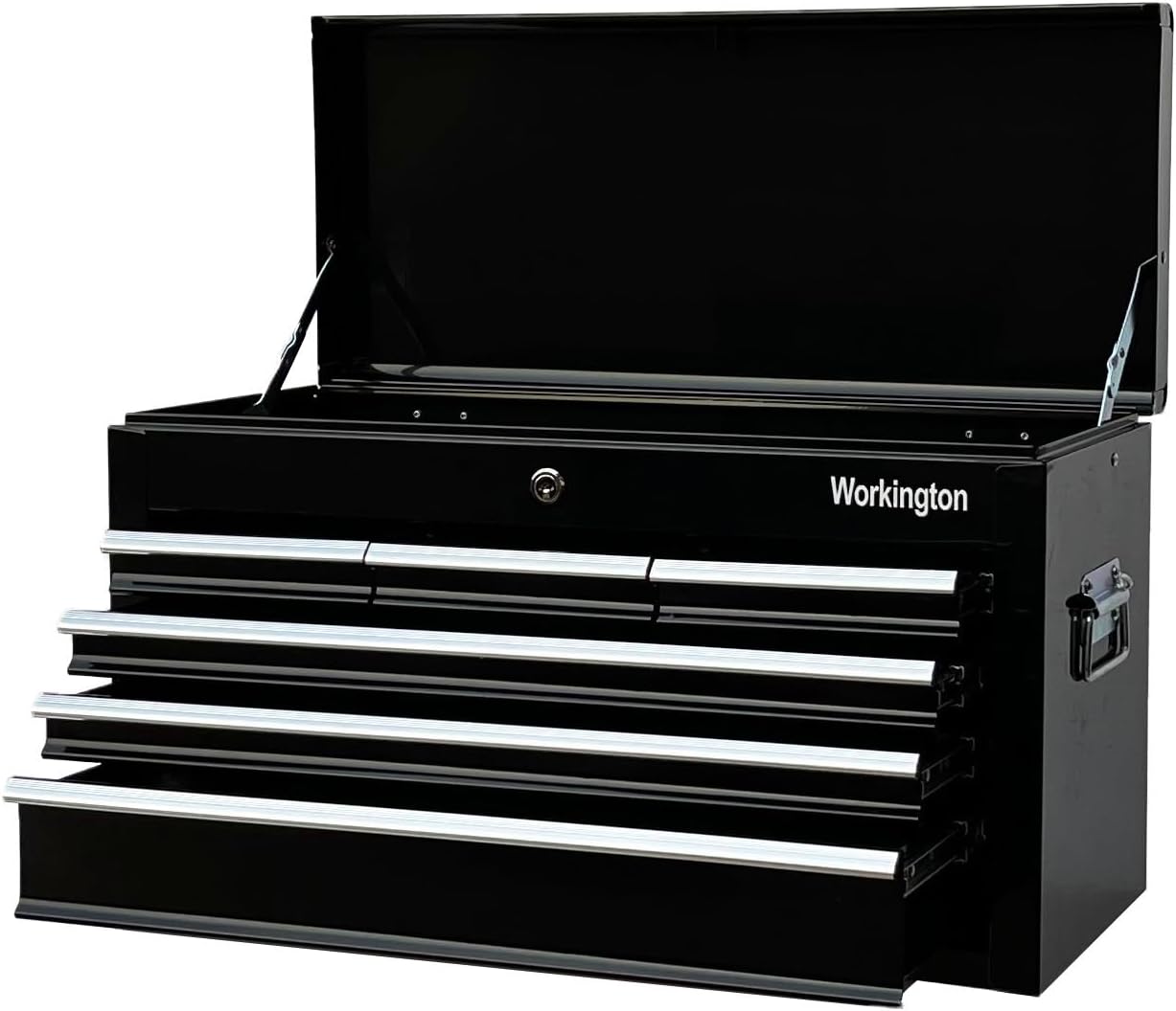 Workington Portable Metal Tool Chest with 6 Drawers, 24" 6-Drawer Tool Chest Cabinet with Ball Bearing Drawer Slides, Steel Tool Storage Box Organizer 4005 Black