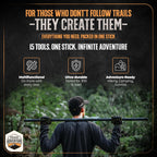 Prime Adventure 15-in-1 Tactical Survival Walking Stick & Hiking Staff – Heavy-Duty Collapsible Multitool for Camping, Hiking & Outdoor Survival Gear (8 Tubes, Premium Build)