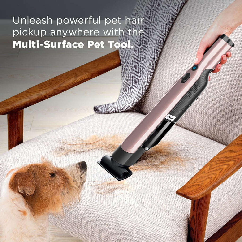 Shark WANDVAC Cordless Hand Vac, Lightweight, Portable at 1.4 lbs., Powerful Suction, Charging Dock, One-Touch Empty for Car & Home, Multi-Surface Pet Tool & Duster Crevice Tool, Rose Gold, WV201RGBRN