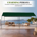 Carport 10x20 FT Heavy Duty Carport Canopy Tent Waterproof，Portable Car Shelter Garage Tent for Backyard Shade,Gathering and Storage for Boats,Cars,Tractors (Green (No Sidewall