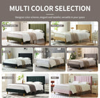 YUHUASHI upholstered Platform Bed Frame/Full Bed Frame/Modern Geometric Double-Wing Design headboard/Velvet Fabric/Easy to Assemble no Noise (Grass Green, Full)
